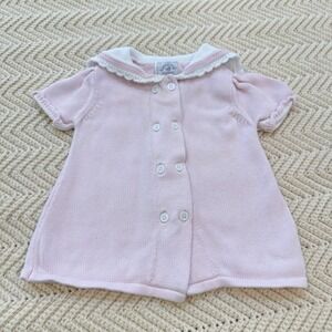 Hartstrings Sweater Baby Girls 9 Mos Light Pink Cotton Button Up Preppy Y2K VTG